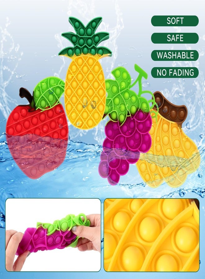 DEARIDAP 4 PCS Fruit Fidget Push, Silicone Push Bubble Fidget Sensory, Anxiety Relief Squeeze Objects for Adults Classroom Party Favor - Apple, Banana, Grape, Pineapple - Image 5